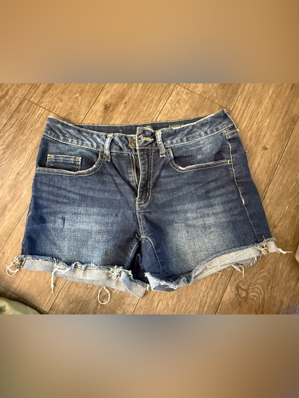 SO Dark Blue Frayed Hem Denim Shorts